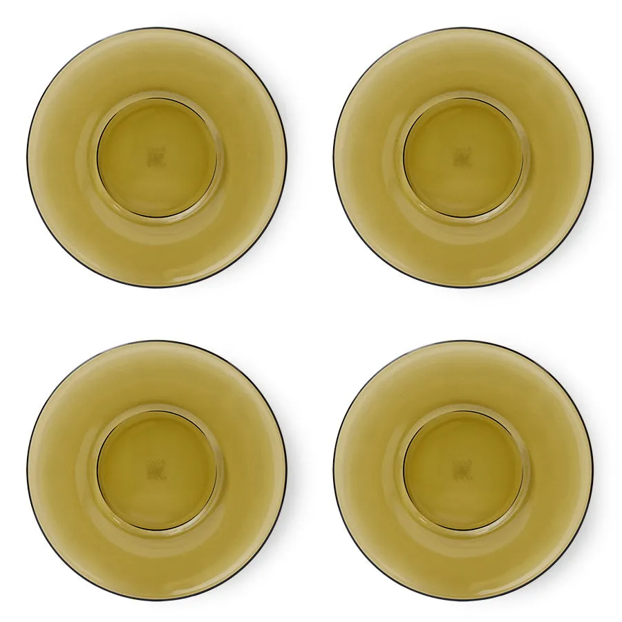 70s Glassware: Saucers Mud Brown (Set of 4)