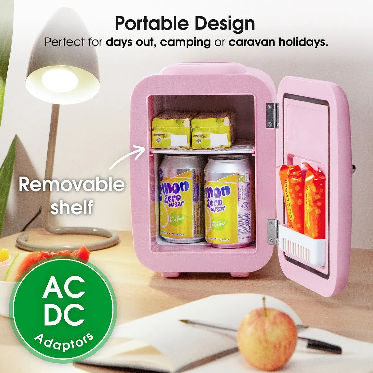 Abode A4CLR201P, Retro 4L Cooler in Pink
