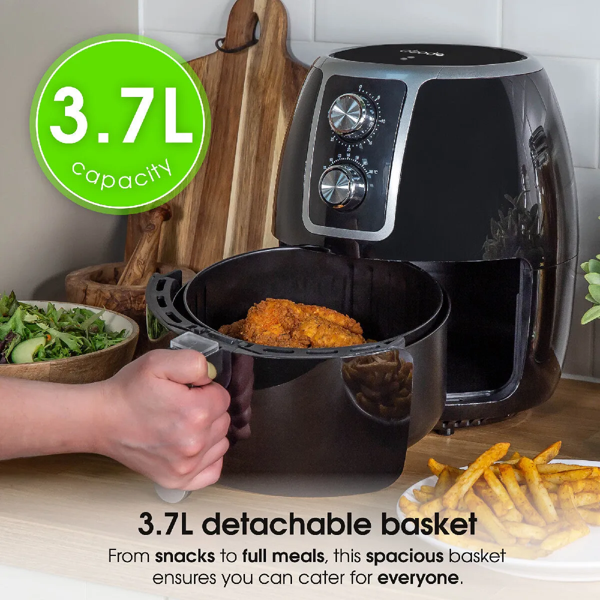 Abode AAF3700 3.7L Manual Air Fryer - Black