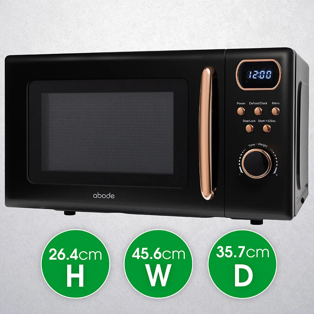 Abode AMD2004BRG, 20L Digital Microwave in Black with Rose Gold Accent
