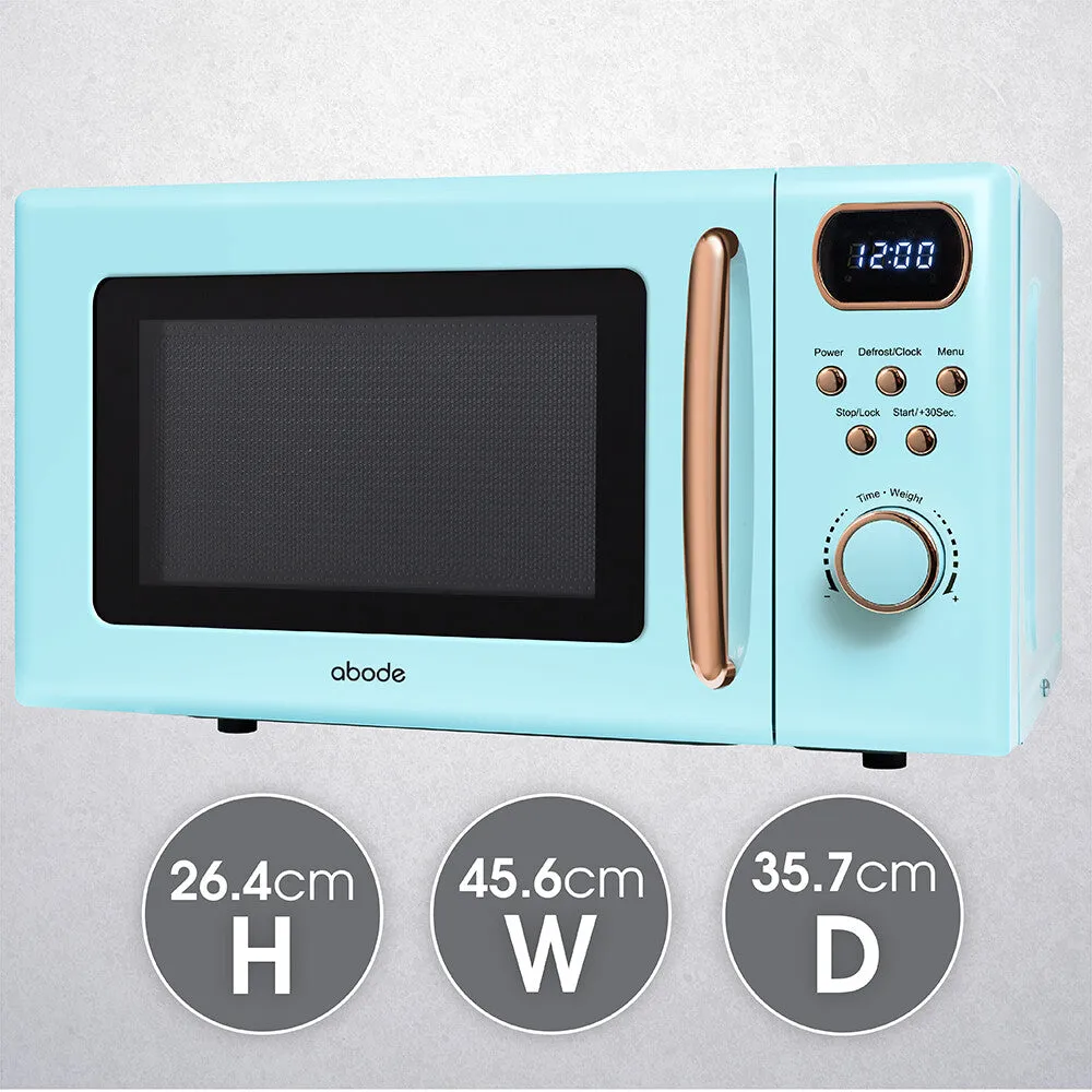 Abode AMD2004GRG, 20L Digital Microwave in Blue with Rose Gold Accent