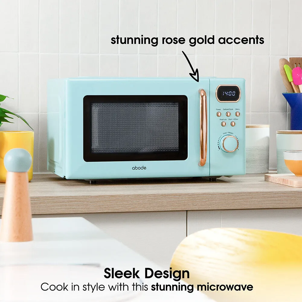 Abode AMD2004GRG, 20L Digital Microwave in Blue with Rose Gold Accent