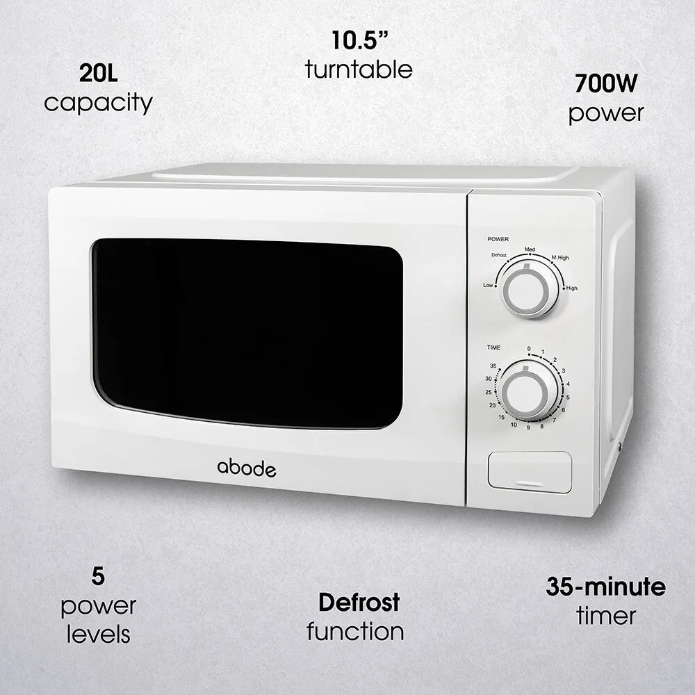 Abode AMM2001-M 20L Manual Microwave - White
