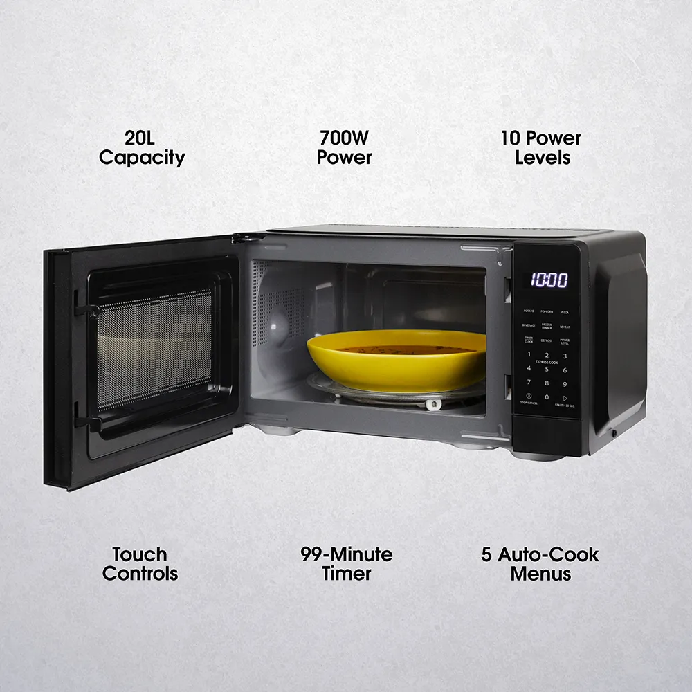 Abode AMT2012B 20L Touch Control Digital Microwave in Black