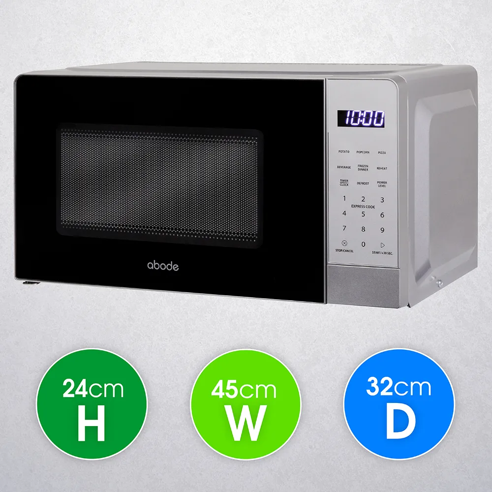 Abode AMT2012S, 20L Touch Control Digital Microwave in Silver