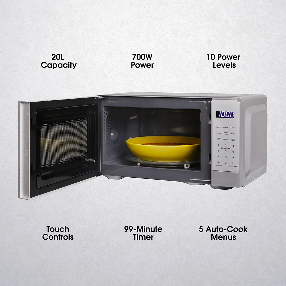 Abode AMT2012S, 20L Touch Control Digital Microwave in Silver