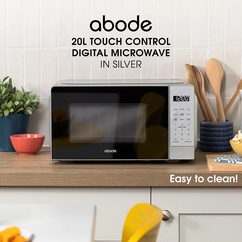 Abode AMT2012S, 20L Touch Control Digital Microwave in Silver