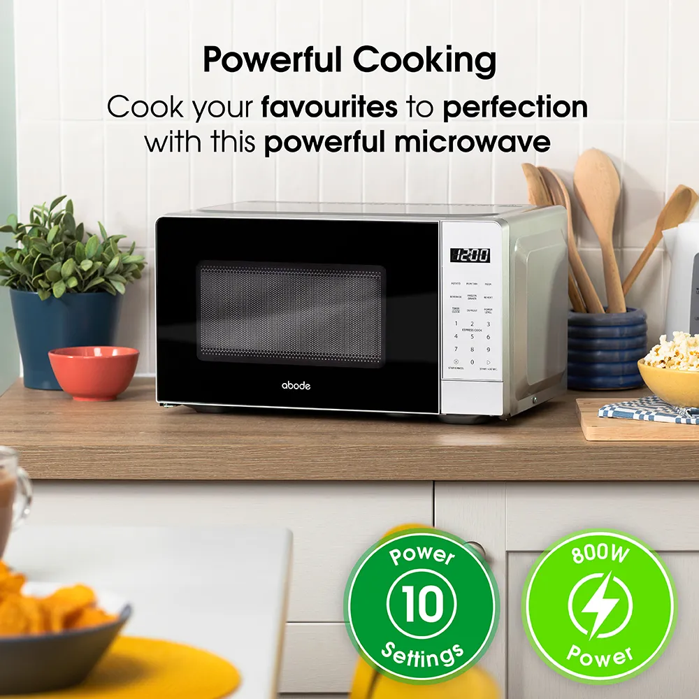 Abode AMT2012S, 20L Touch Control Digital Microwave in Silver