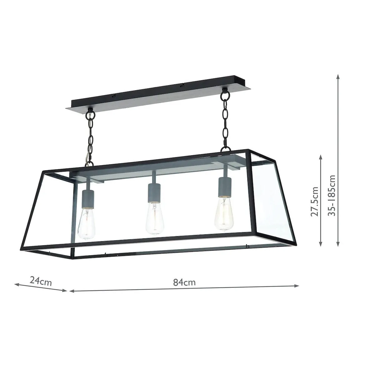 ACA0322 3 Light Suspended Light Black
