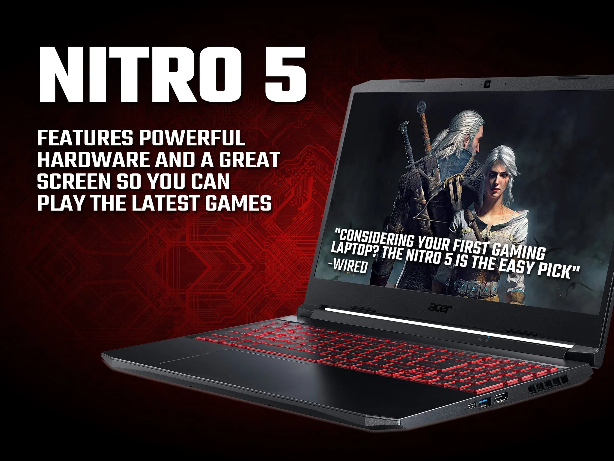 Acer Nitro 5 AN515-57 15.6" Gaming Laptop - Intel Core i5, RTX 3050, 16GB RAM, 512GB SSD, Nvidia GeForce RTX 3050, 144Hz Full HD Display, Windows 11 Home, Black