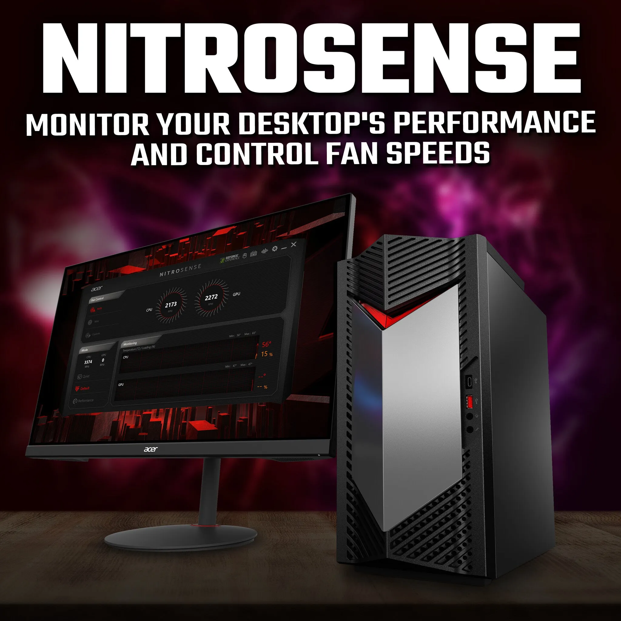Acer NITRO 50 gaming desktop (N50-650) - Intel Core i5-13400F, Nvidia RTX 4060, 16GB, 512GB SSD