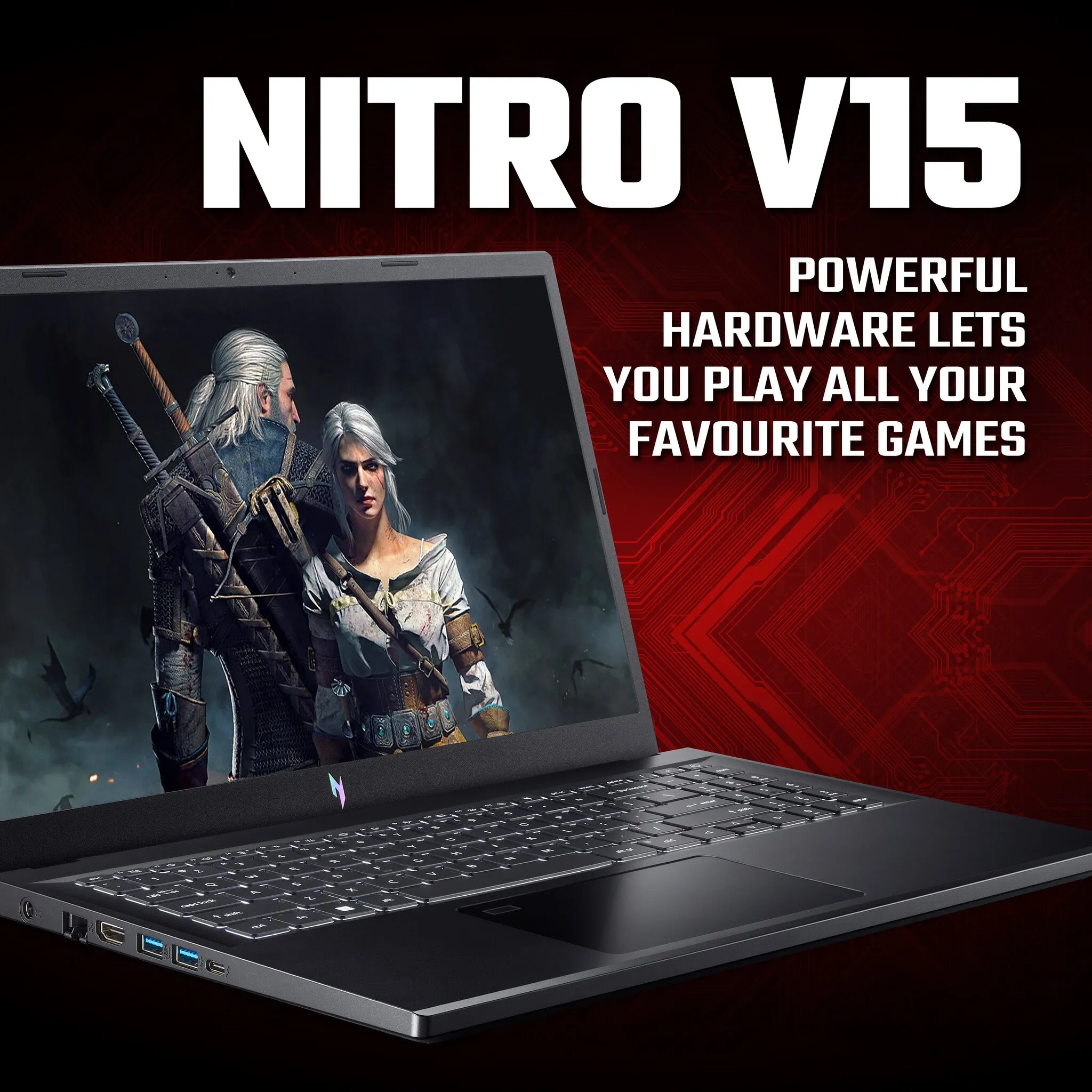 Acer Nitro V 15 ANV15-51-59N3 15.6" Gaming Laptop - Intel Core i5-13420H, RTX 2050, 16GB RAM, 512GB SSD, Full HD, Windows 11 Home, Black
