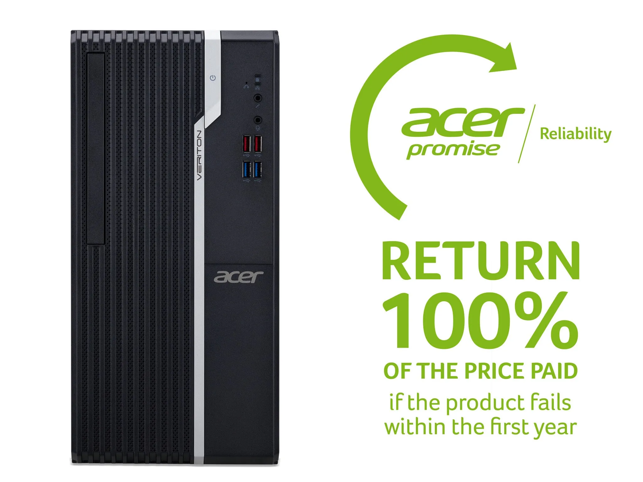 Acer Veriton S2680G Intel Core i5 i5-11400 8 GB DDR4-SDRAM 256 GB SSD Windows 10 Pro Desktop PC Black