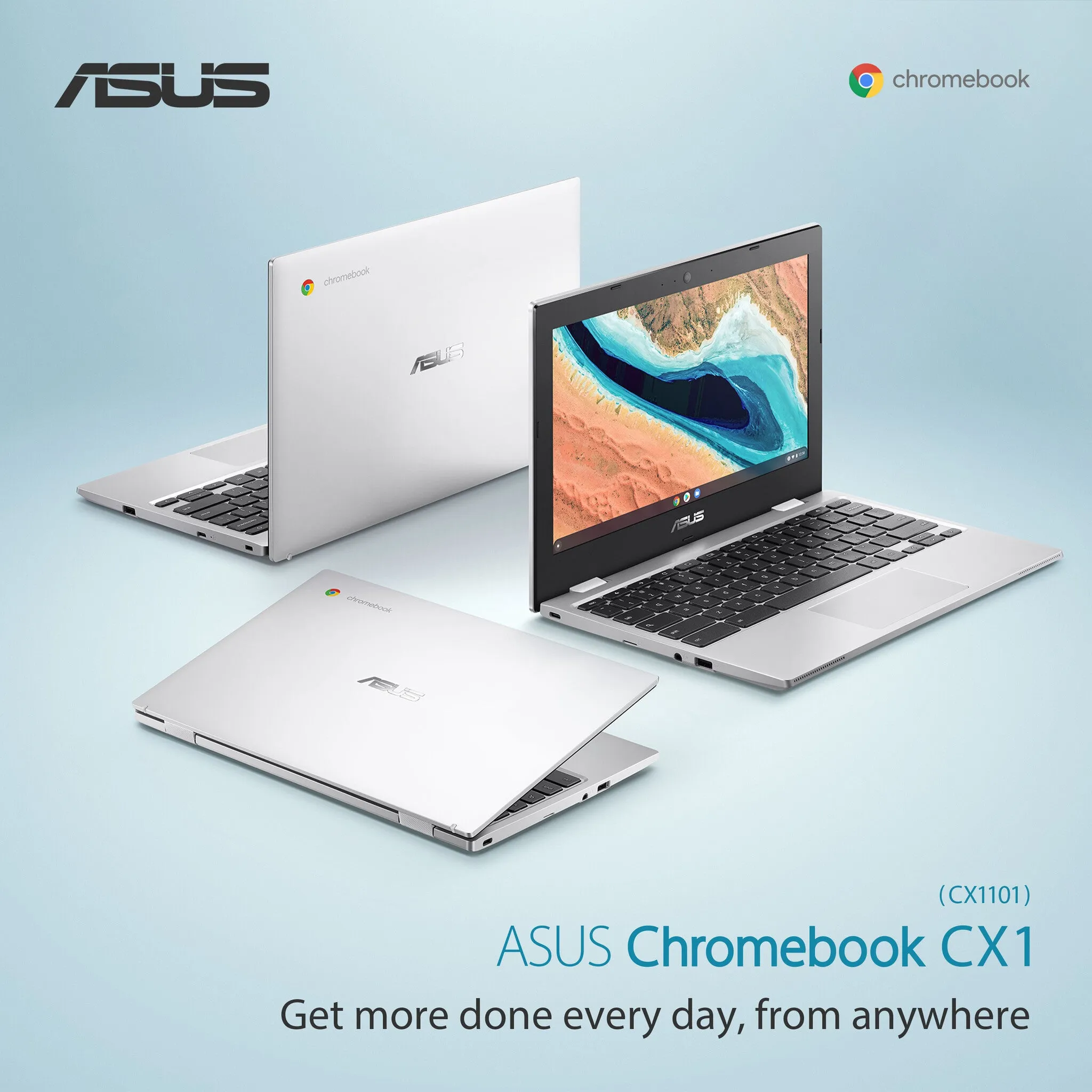 ASUS CX1 CX1101CMA-GJ0009 11.6" Chromebook - Intel Celeron N4020, 4GB RAM, 64GB eMMC, ChromeOS, Silver