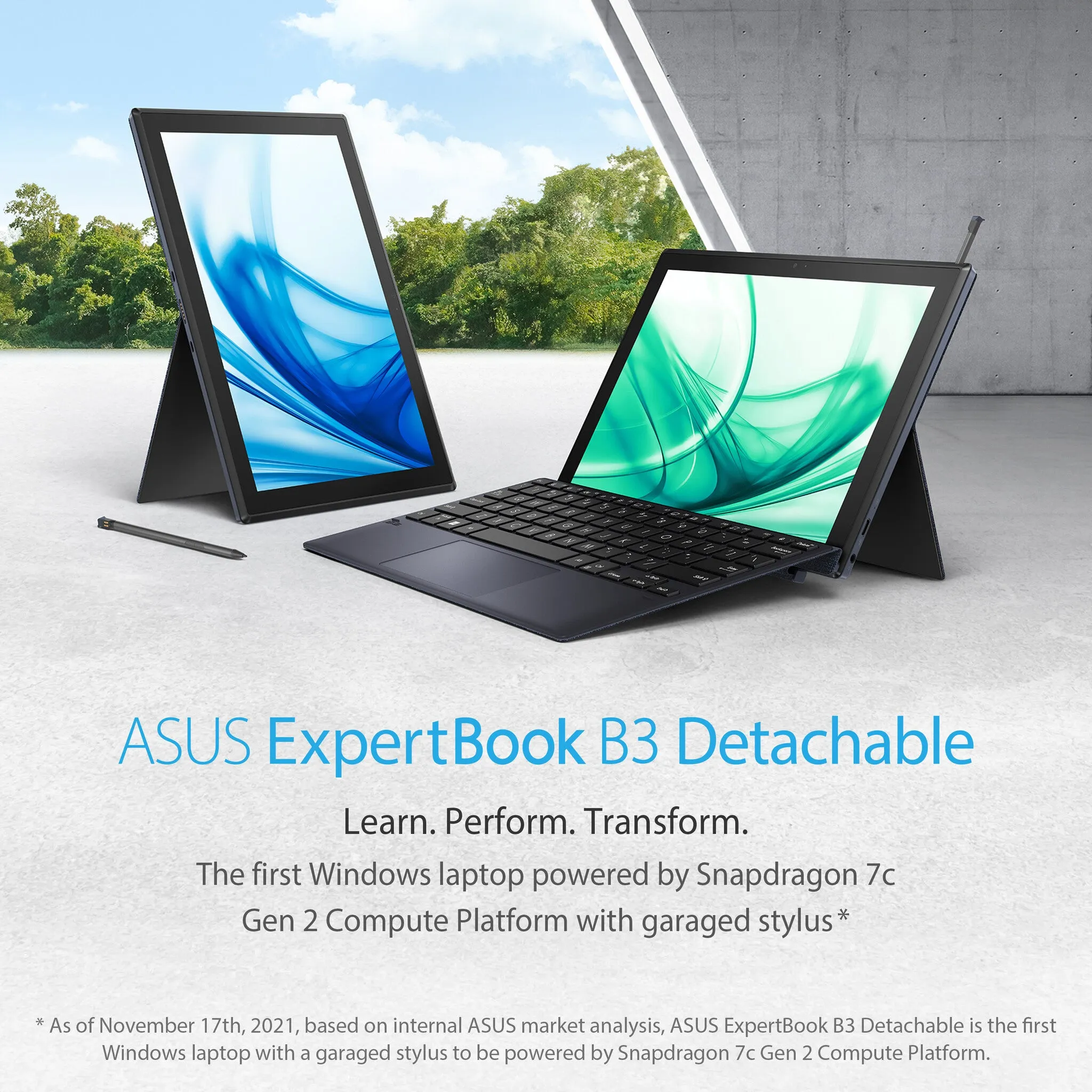 ASUS ExpertBook B3 Detachable B3000DQ1A 10.5" 2-in-1 Laptop - Qualcomm Snapdragon 7c Gen 2, 8GB RAM, 128GB eMMC, Touchscreen, Windows 11 Pro, Black