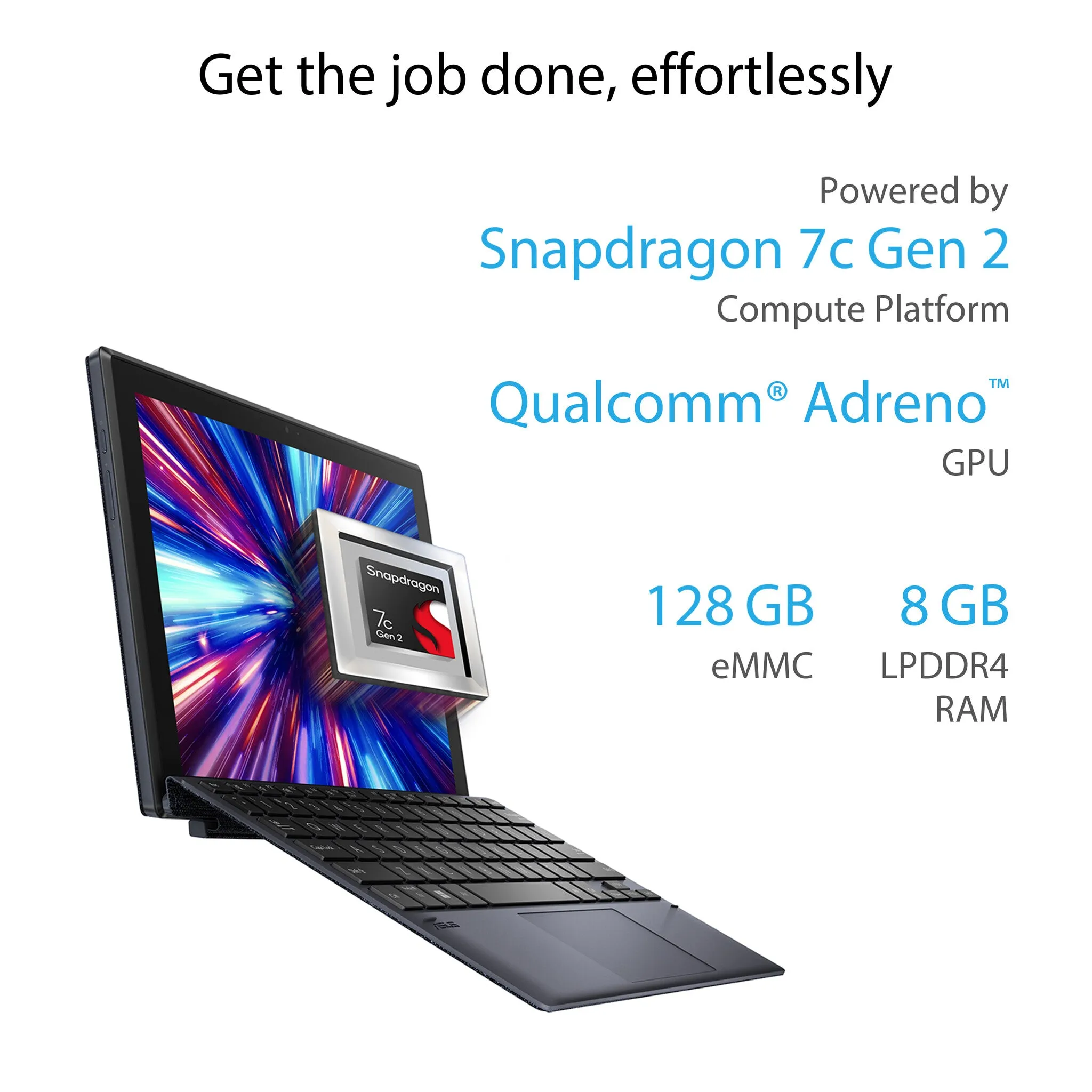 ASUS ExpertBook B3 Detachable B3000DQ1A 10.5" 2-in-1 Laptop - Qualcomm Snapdragon 7c Gen 2, 8GB RAM, 128GB eMMC, Touchscreen, Windows 11 Pro, Black