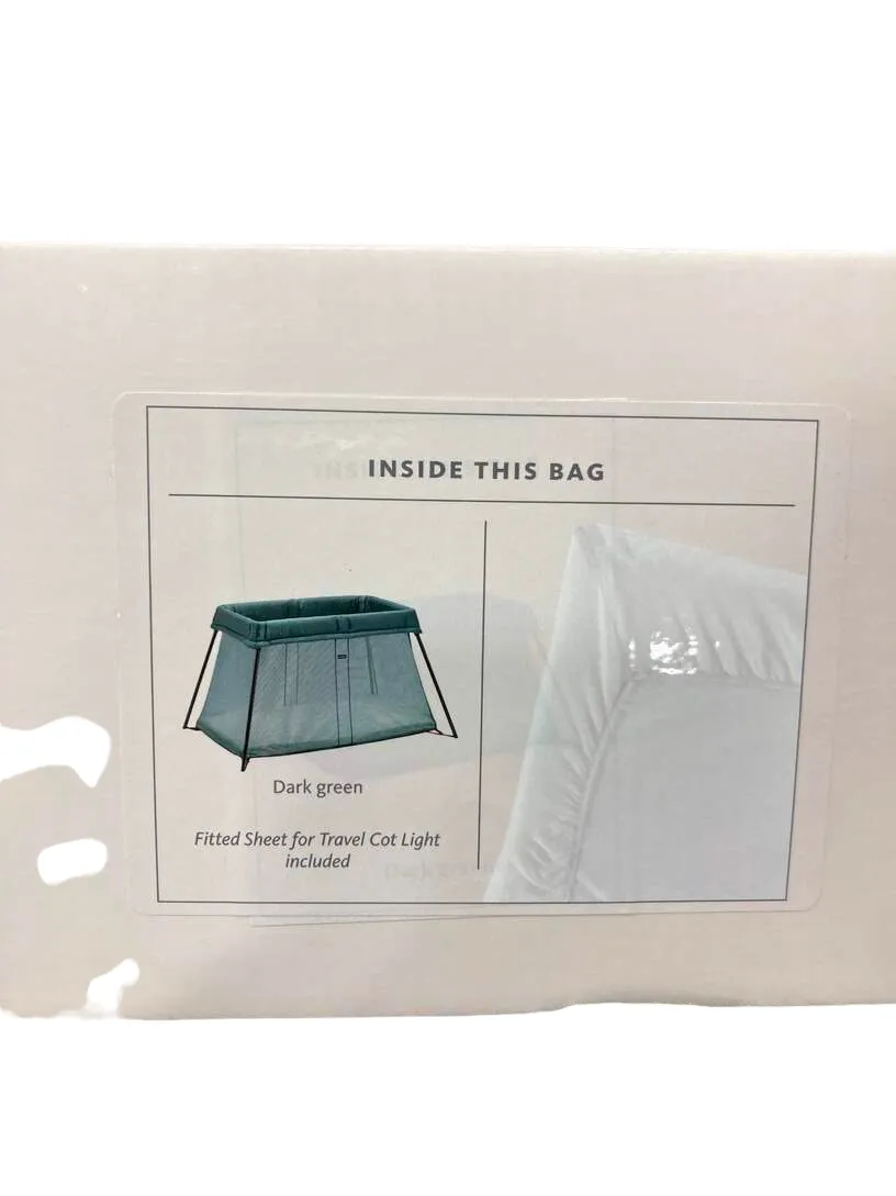 BabyBjorn Travel Crib Light Bundle with Fitted Sheet, Dark Green