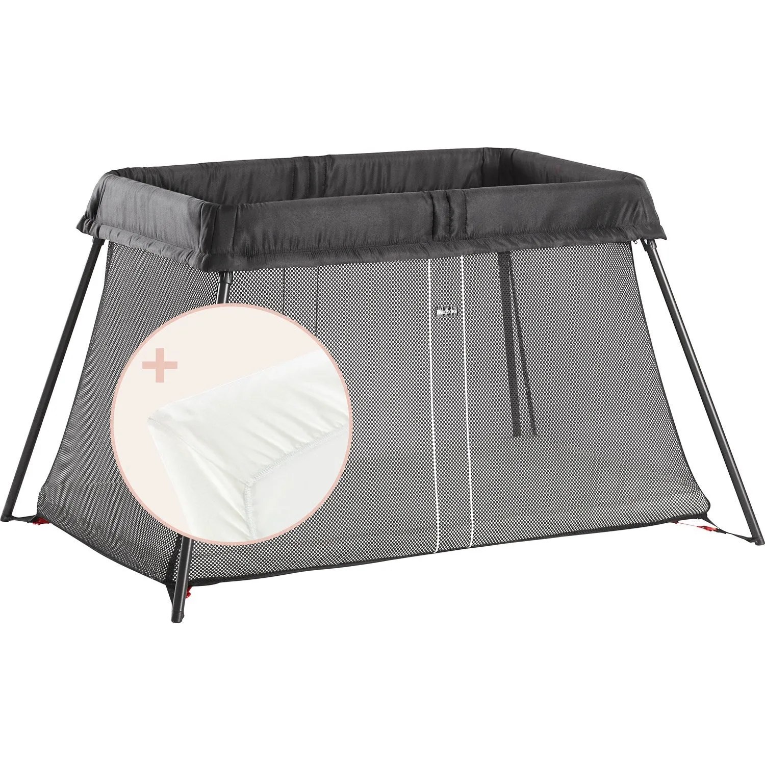 BabyBjörn Black Travel Cot Light With Fitted Sheet
