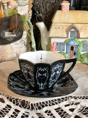 BELLE DE NUIT - Gothic - Dark - Fine China Curiosity Teacup & Saucer Set