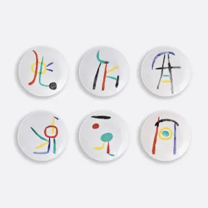 Bernardaud | Joan Miro - A Tout Epreuve Assorted Bread & Butter Plates Set of 6 D: 5.5 in