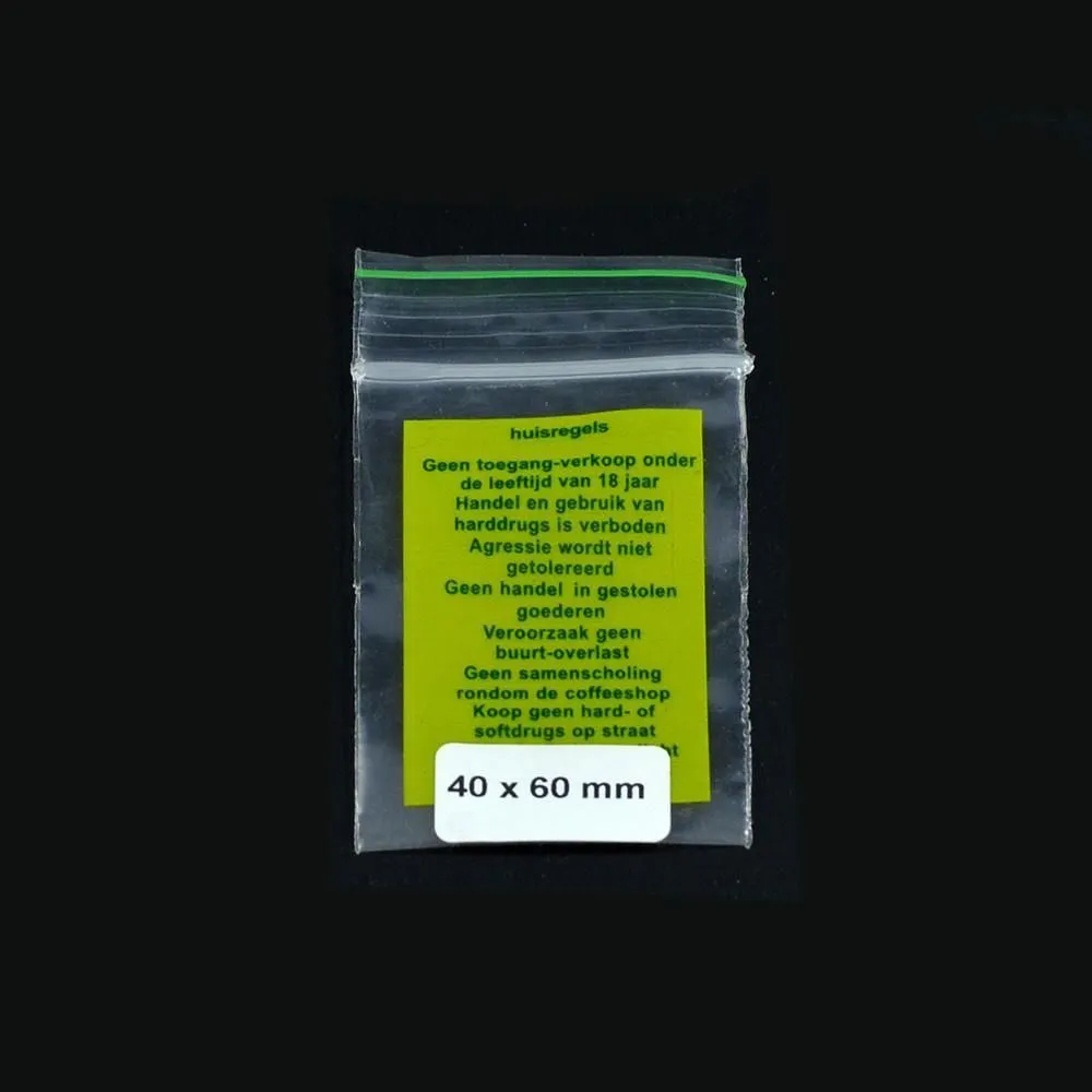 Bolsa Ziplock 40x60mm Huisregels 0,07mm 1000 pzs
