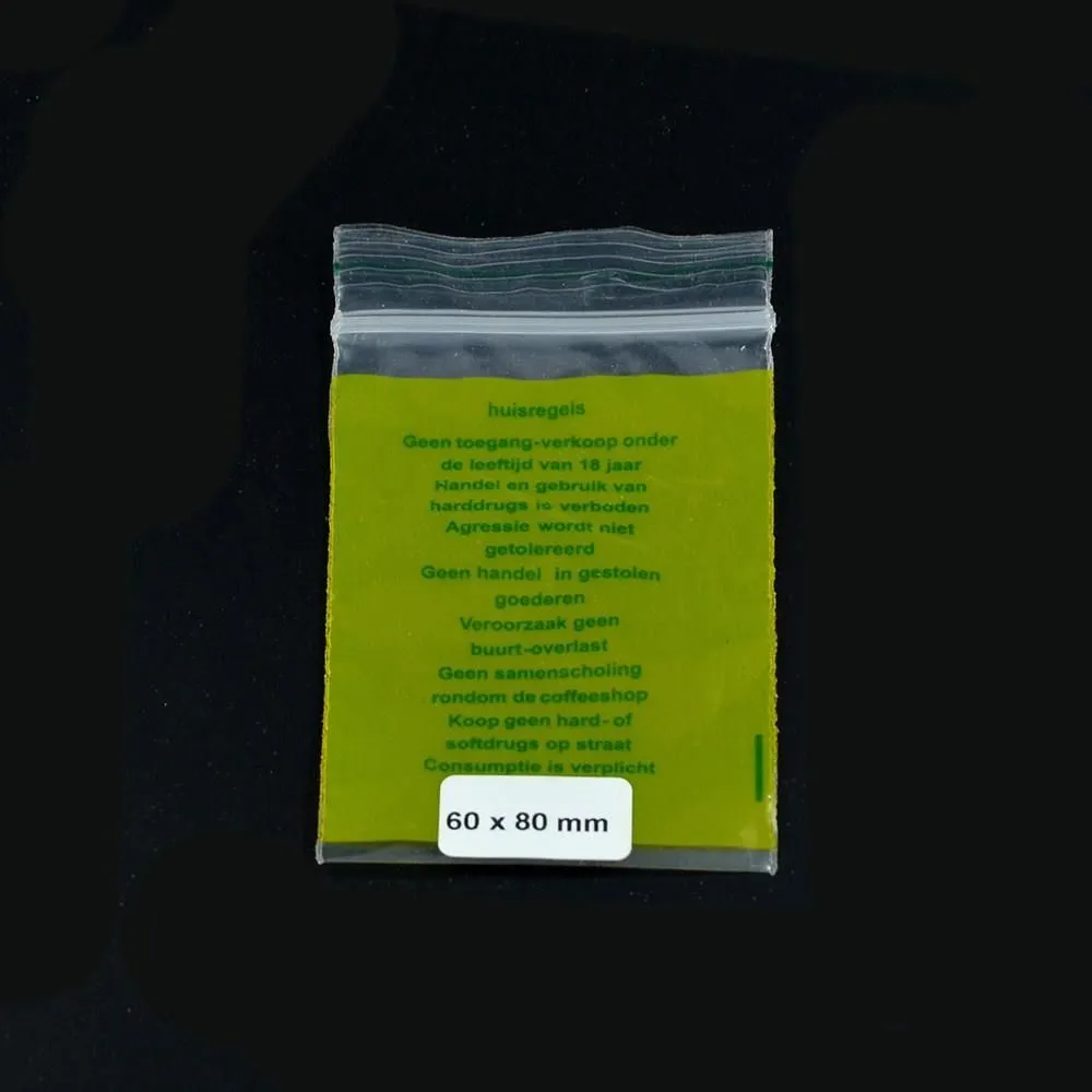 Bolsa Ziplock 60x80mm Normas de la casa 0,06mm 1000 pcs