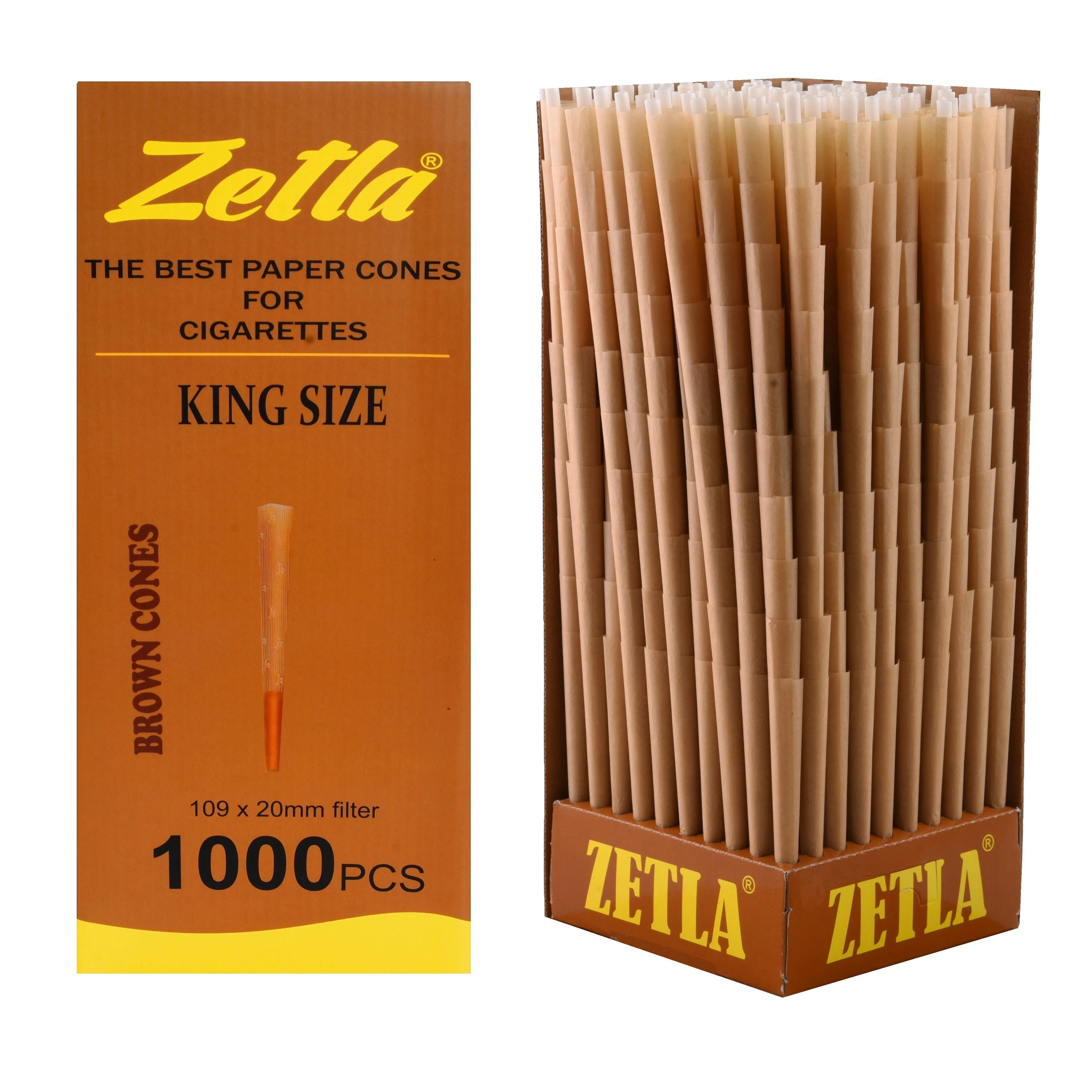 Conos Pre Enrollados Zetla Brown King Size (1000 Pcs)