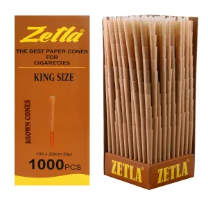 Conos Pre Enrollados Zetla Brown King Size (1000 Pcs)