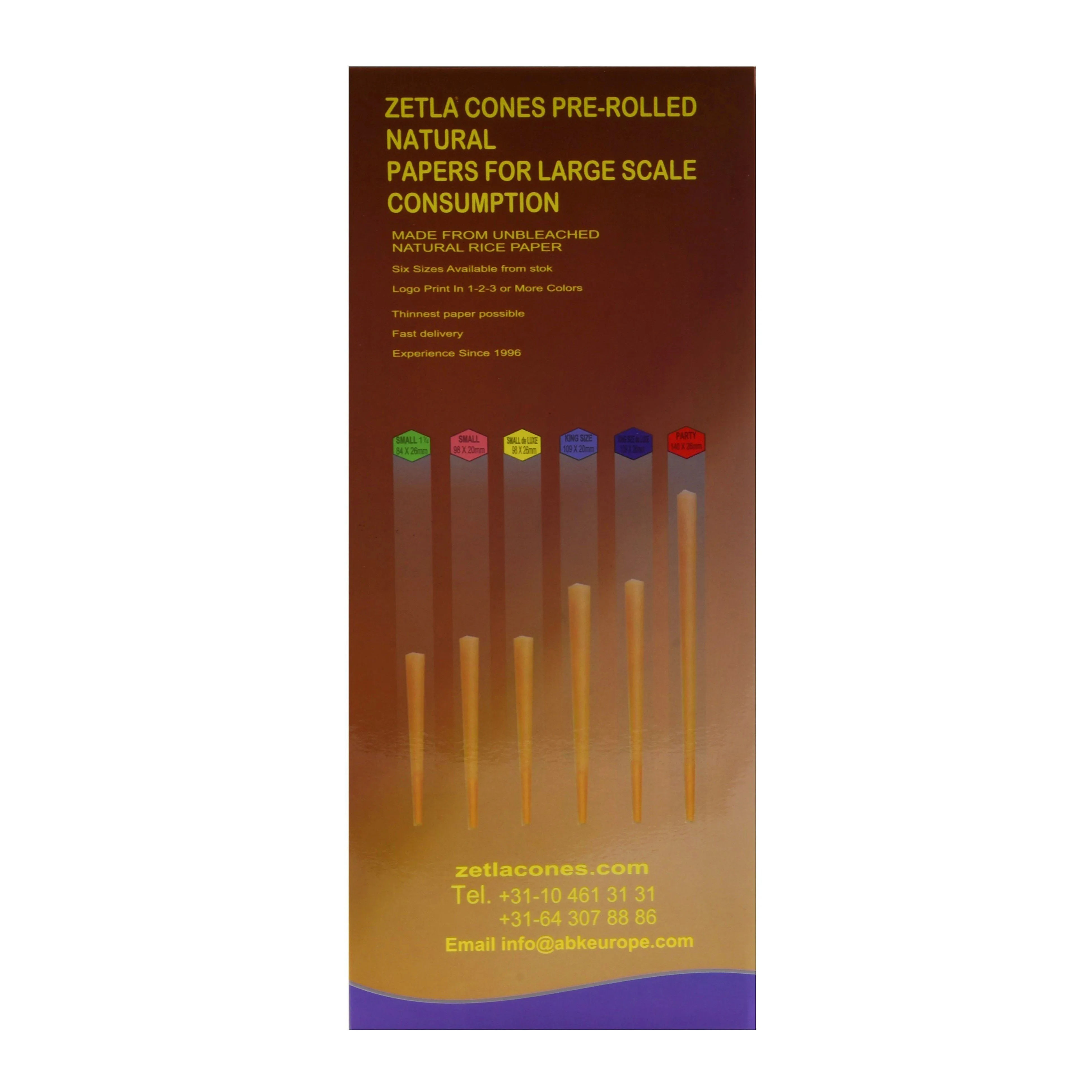 Conos Pre Enrollados Zetla Brown King Size De Luxe (800 Pcs)