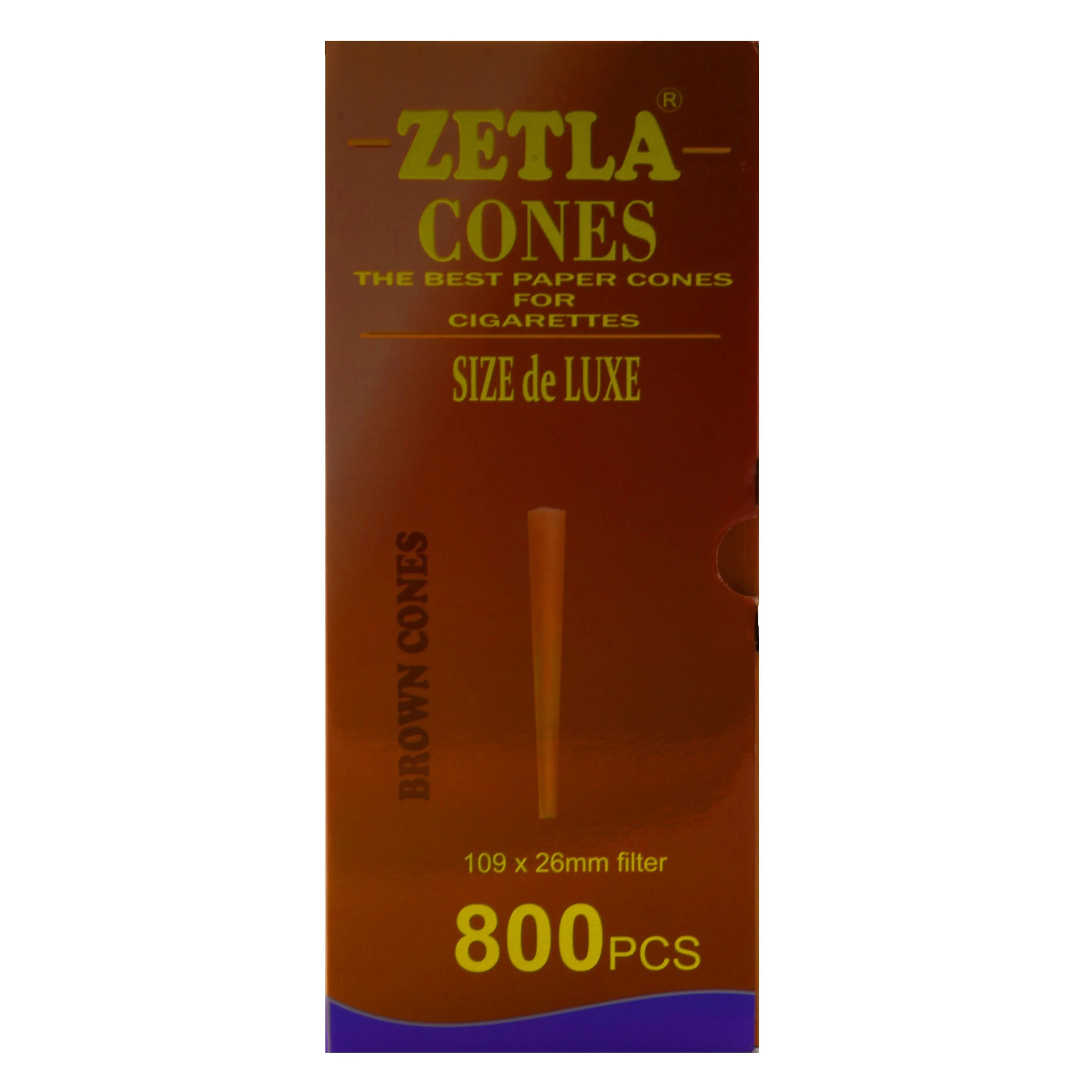 Conos Pre Enrollados Zetla Brown King Size De Luxe (800 Pcs)