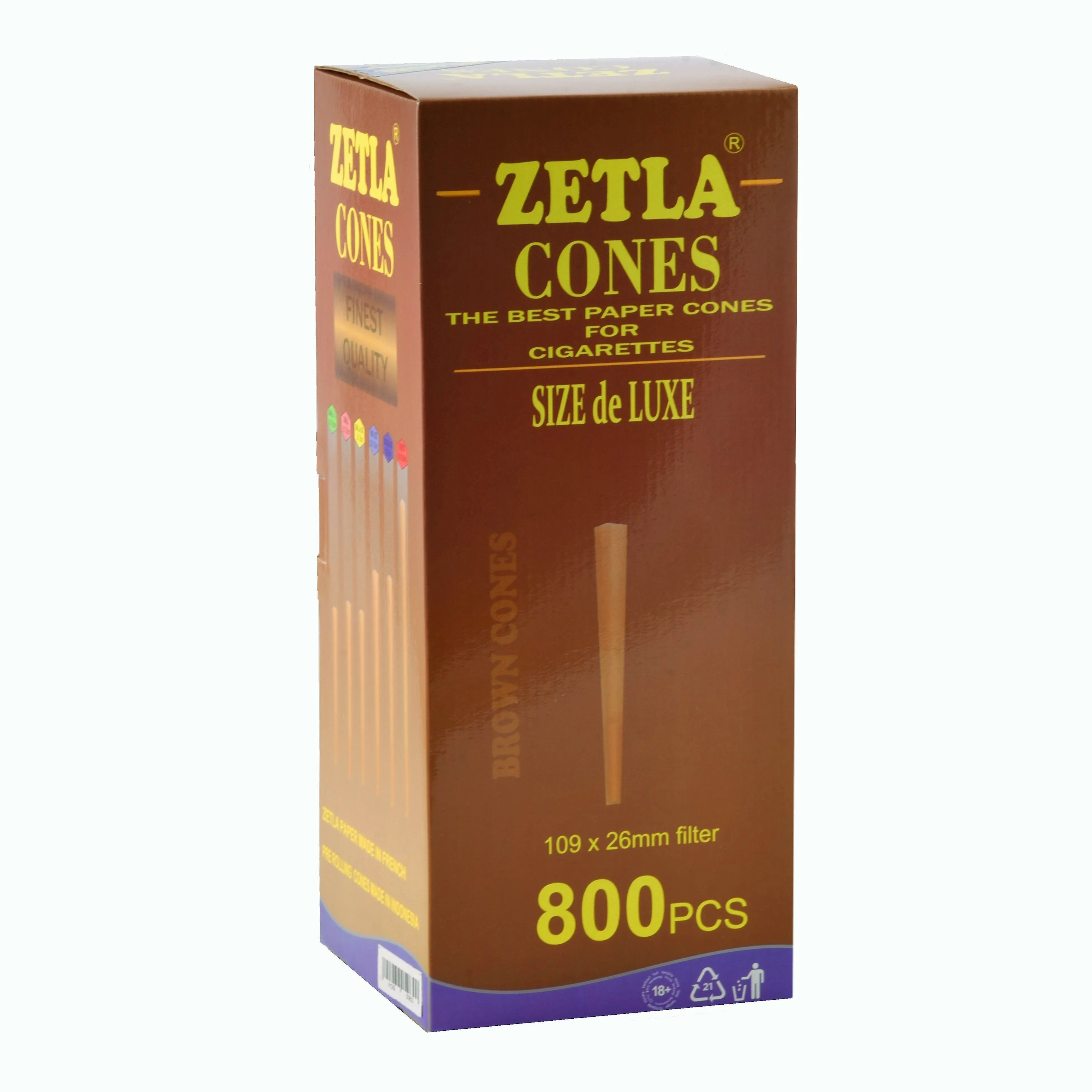 Conos Pre Enrollados Zetla Brown King Size De Luxe (800 Pcs)