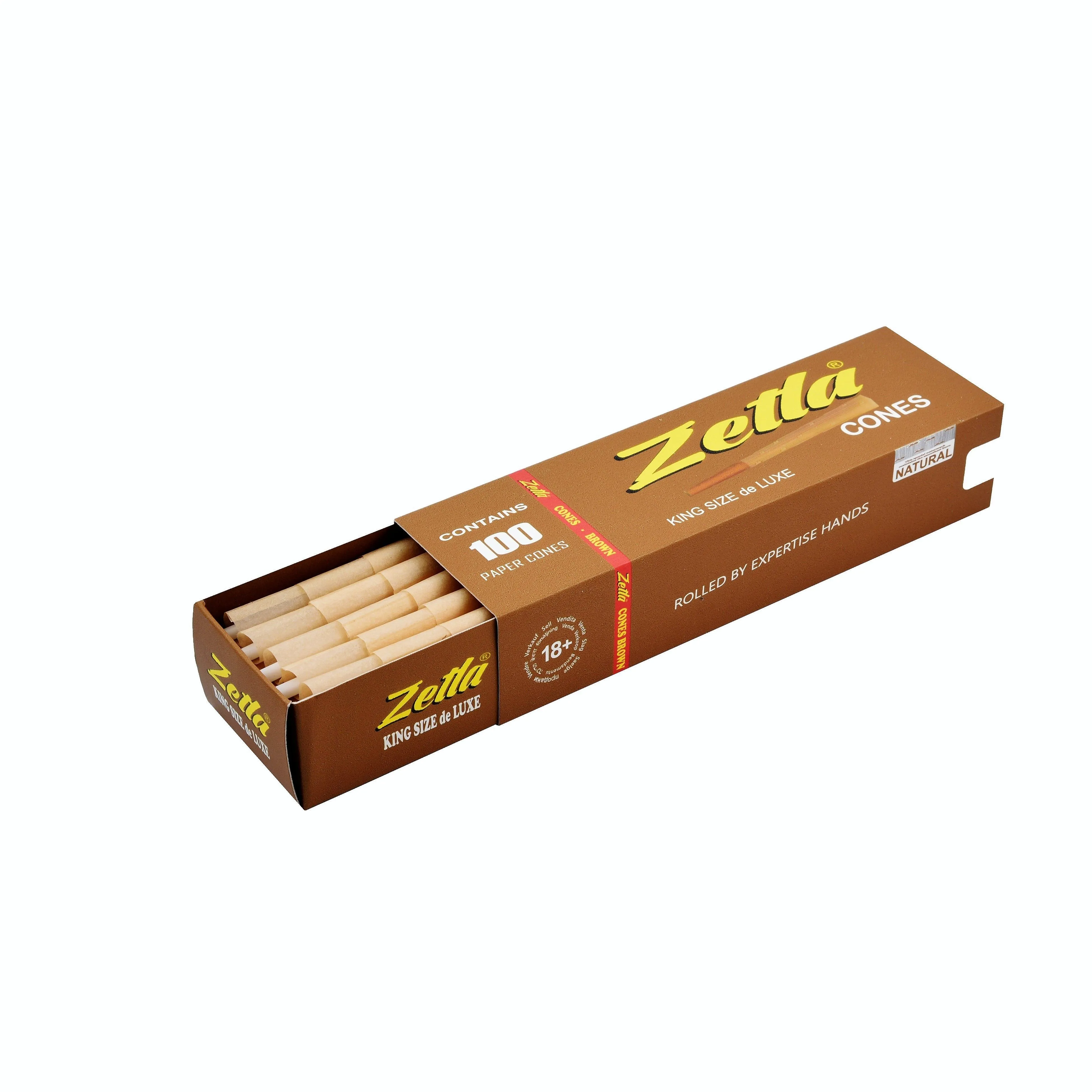 Conos Pre Enrollados Zetla Brown King Size Deluxe (100 Pcs)