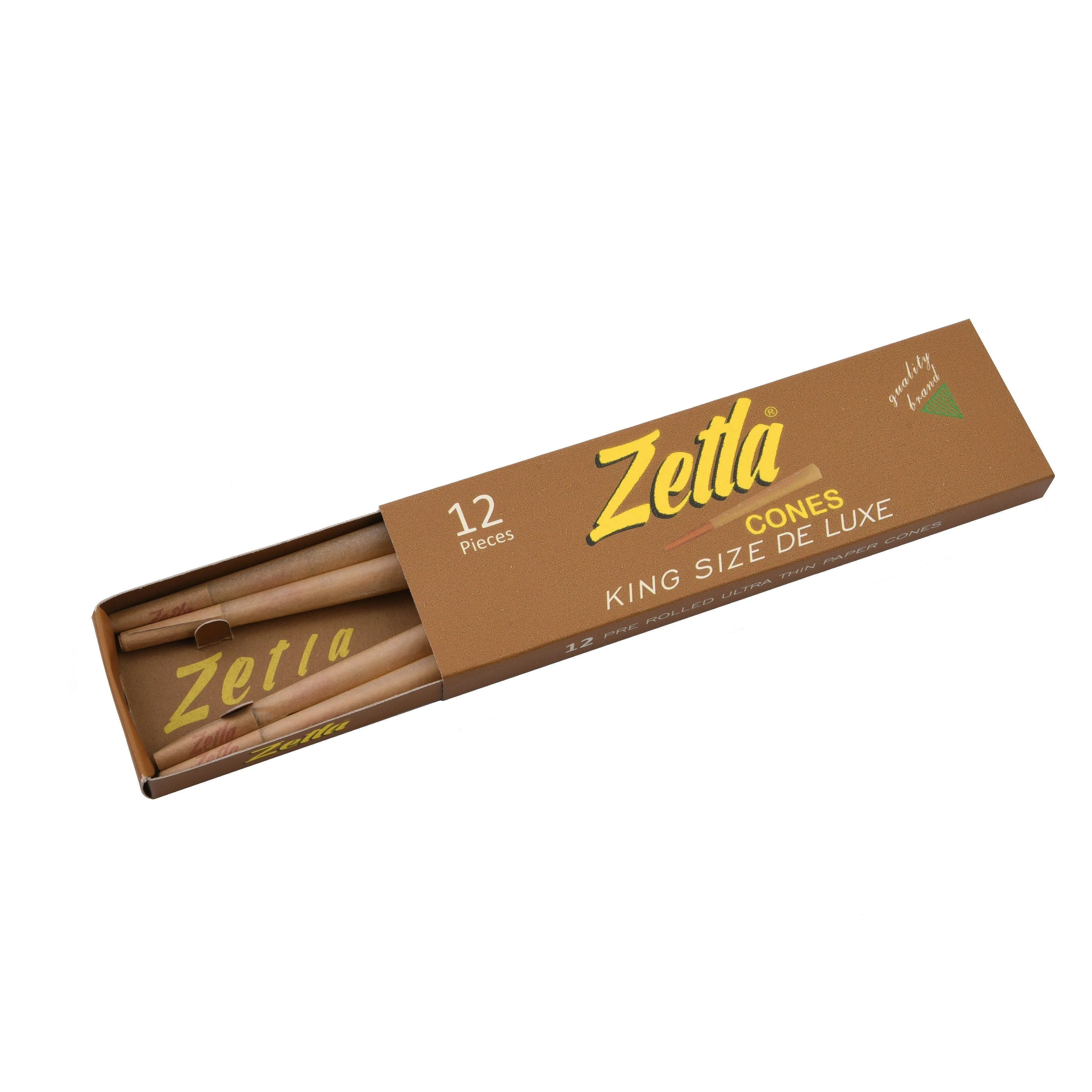 Conos Pre Enrollados Zetla Brown King Size Deluxe 12/14 (12Pcs / 14 boxes)