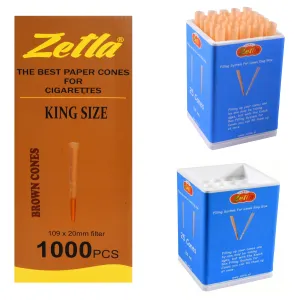 Conos Pre Enrollados Zetla Brown King Size   Sistema de Llenado Knock Box
