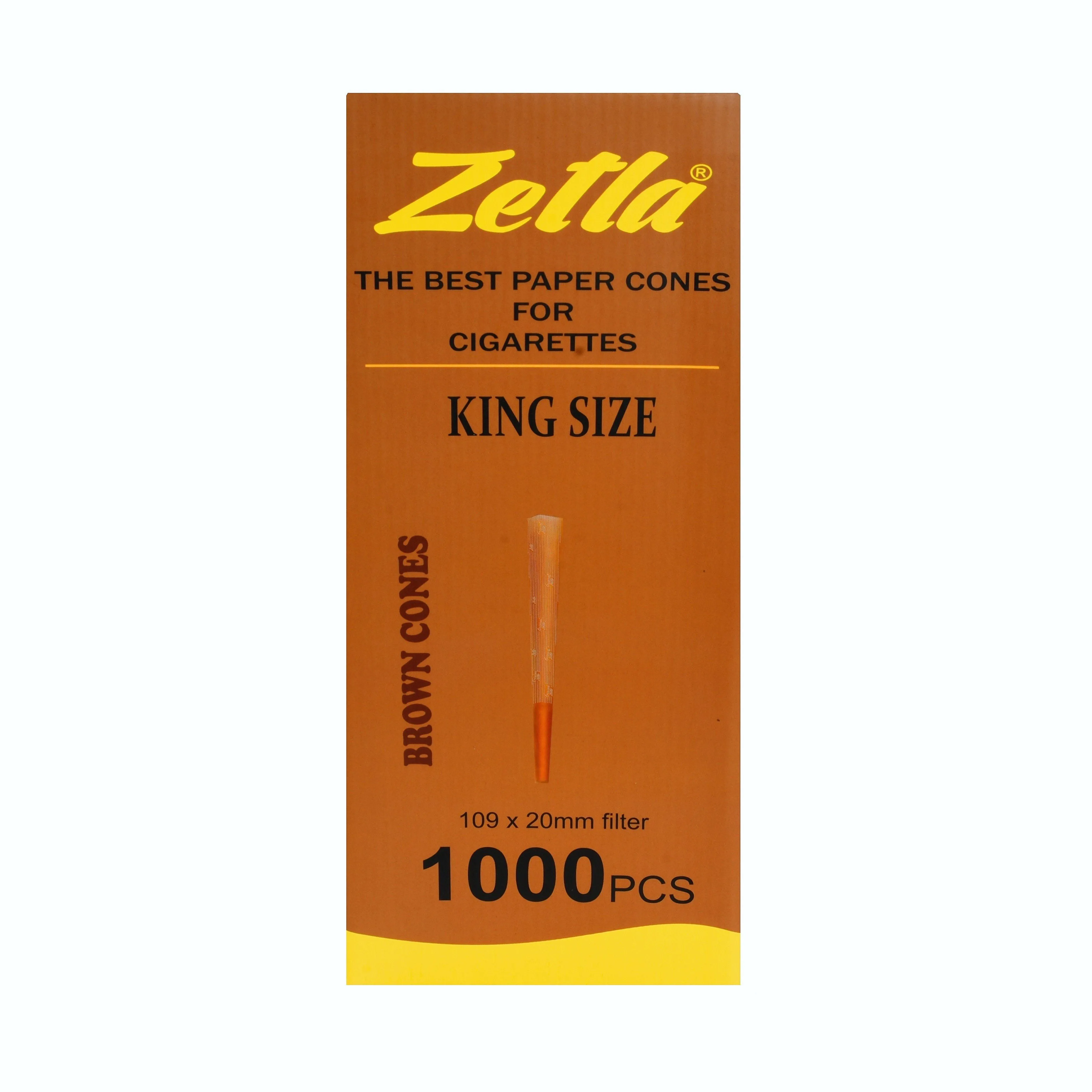 Conos Pre Enrollados Zetla King Size Brown (1000 Pcs)   Sistema de Llenado Knock Box   Tubo 48