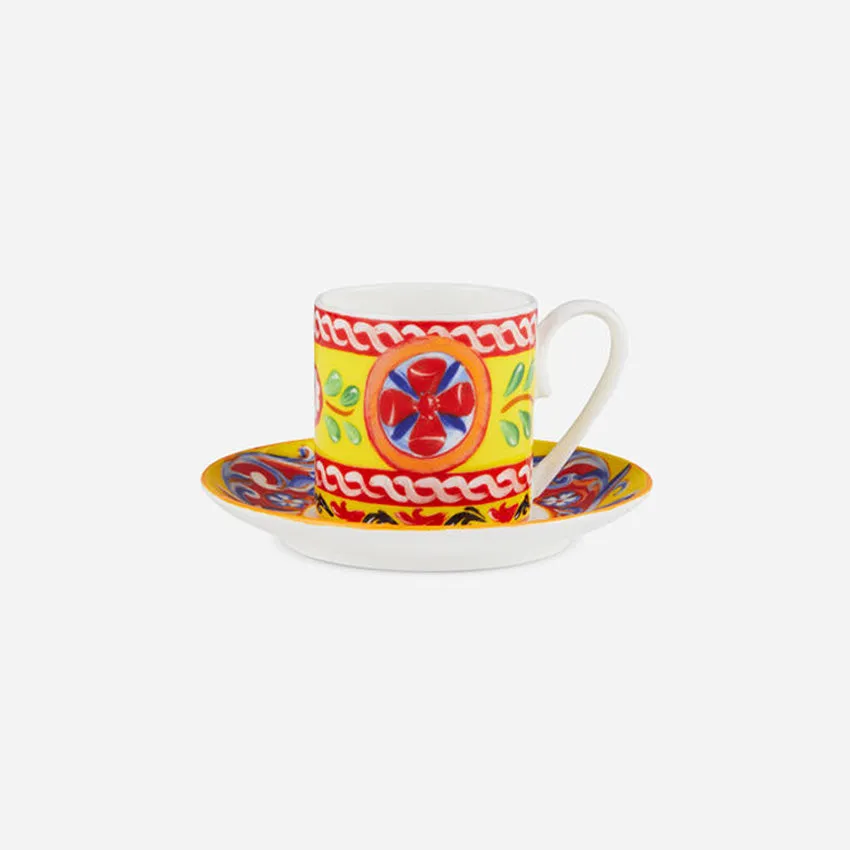 Dolce & Gabbana Casa | Carretto Yellow Fine Porcelain Espresso Cup and Saucer Set