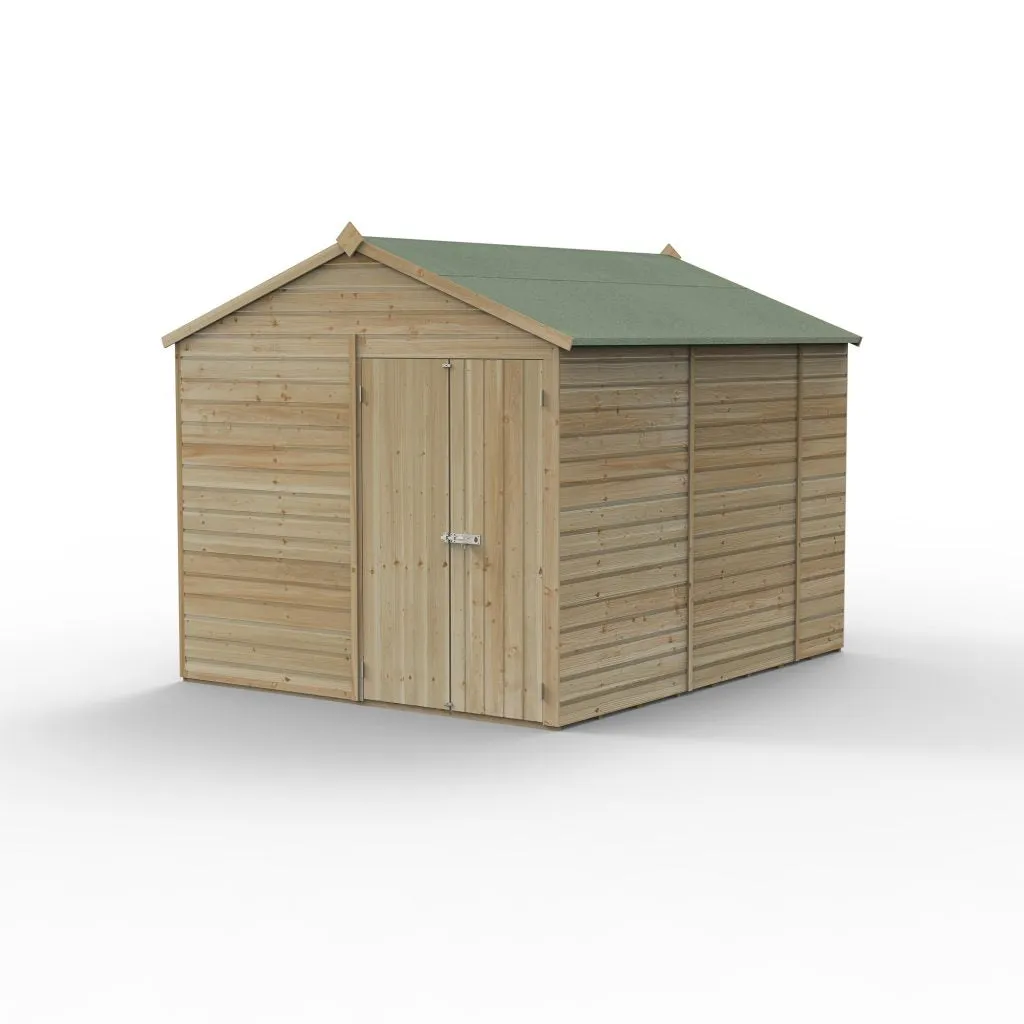 Forest Garden Beckwood 8x10 Apex Shed with No Windows and Double Door