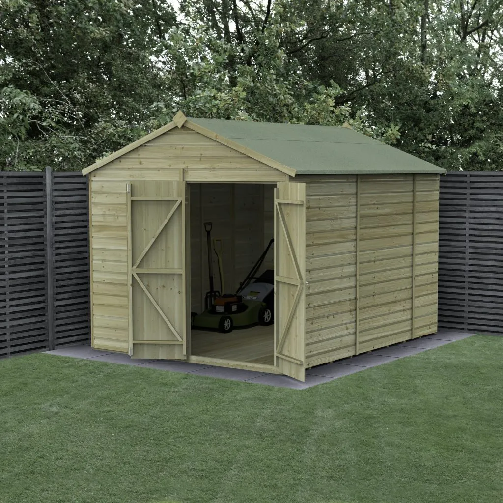 Forest Garden Beckwood 8x10 Apex Shed with No Windows and Double Door