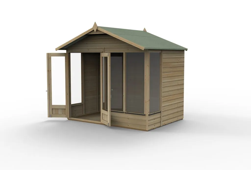 Forest Garden Beckwood Pent Summerhouse 6x4 with Double Door and 5 Windows