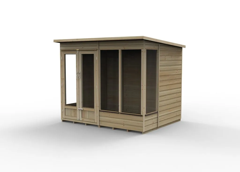 Forest Garden Beckwood Pent Summerhouse 8x6 - Double Door - 4 Windows