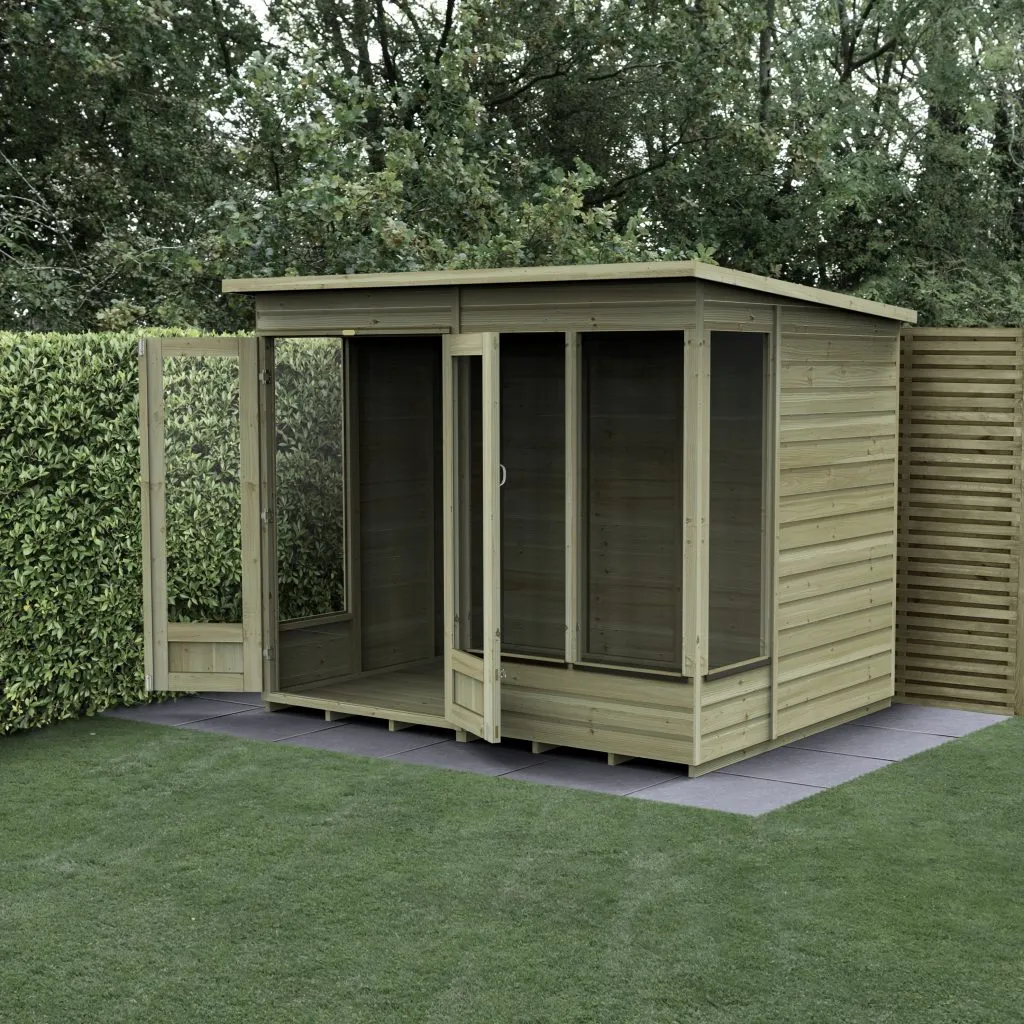 Forest Garden Beckwood Pent Summerhouse 8x6 - Double Door - 4 Windows