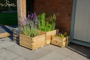 Forest Garden Kendal Square Planter Set of 3