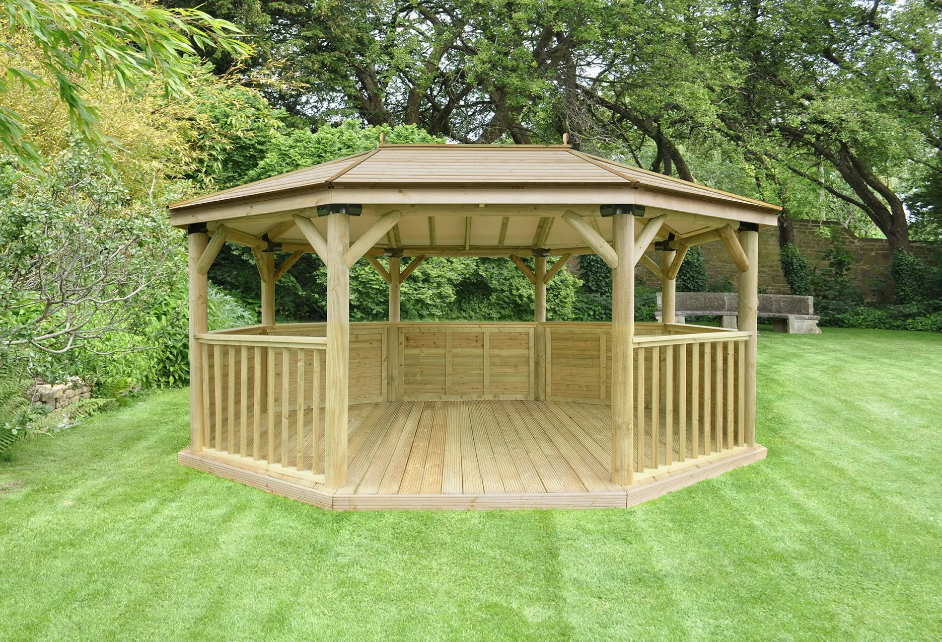 Forest Garden Premium Oval Wooden Gazebo With Timber Roof