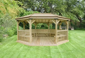 Forest Garden Premium Oval Wooden Gazebo With Timber Roof