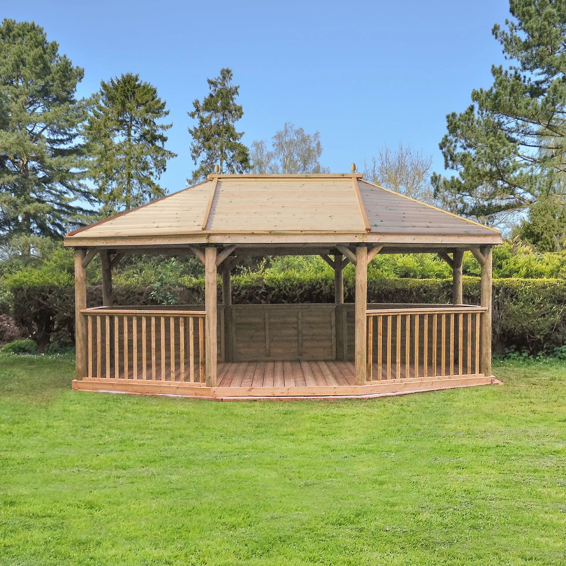 Forest Garden Premium Oval Wooden Gazebo With Timber Roof