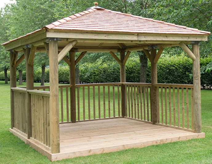Forest Garden Square Wooden Gazebo with Cedar Roof