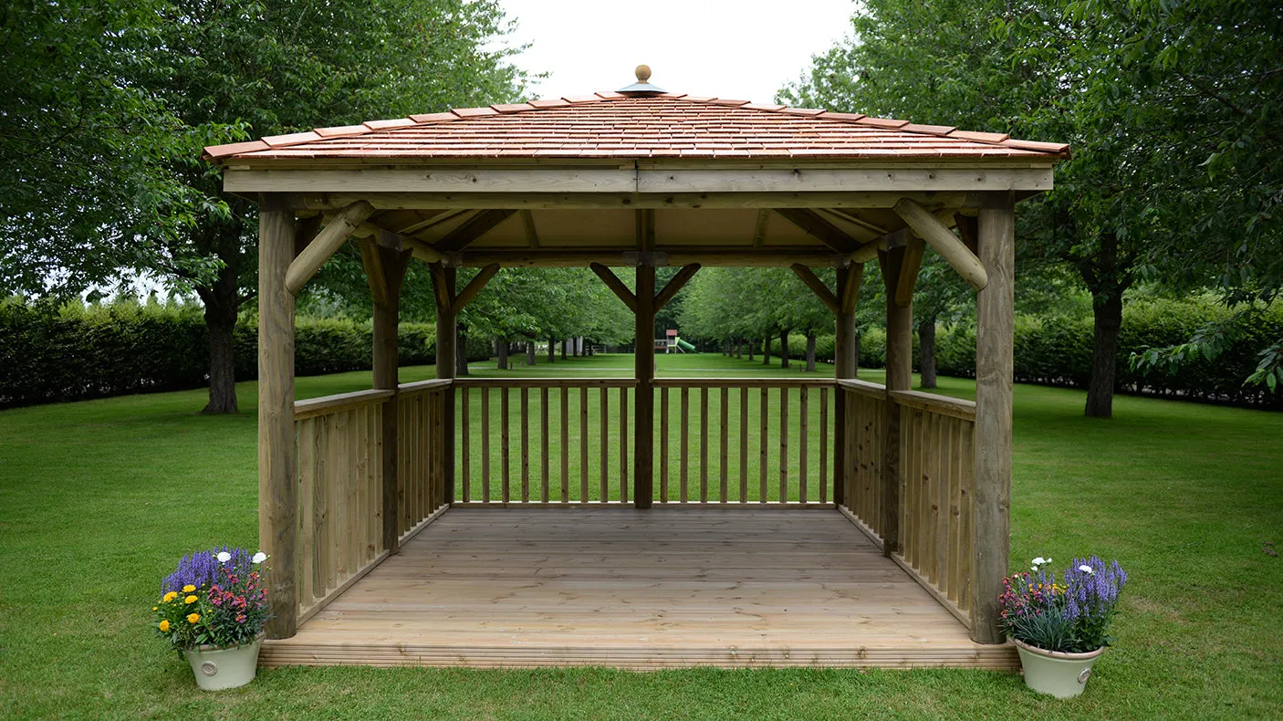 Forest Garden Square Wooden Gazebo with Cedar Roof