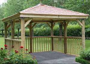 Forest Garden Square Wooden Gazebo with Cedar Roof