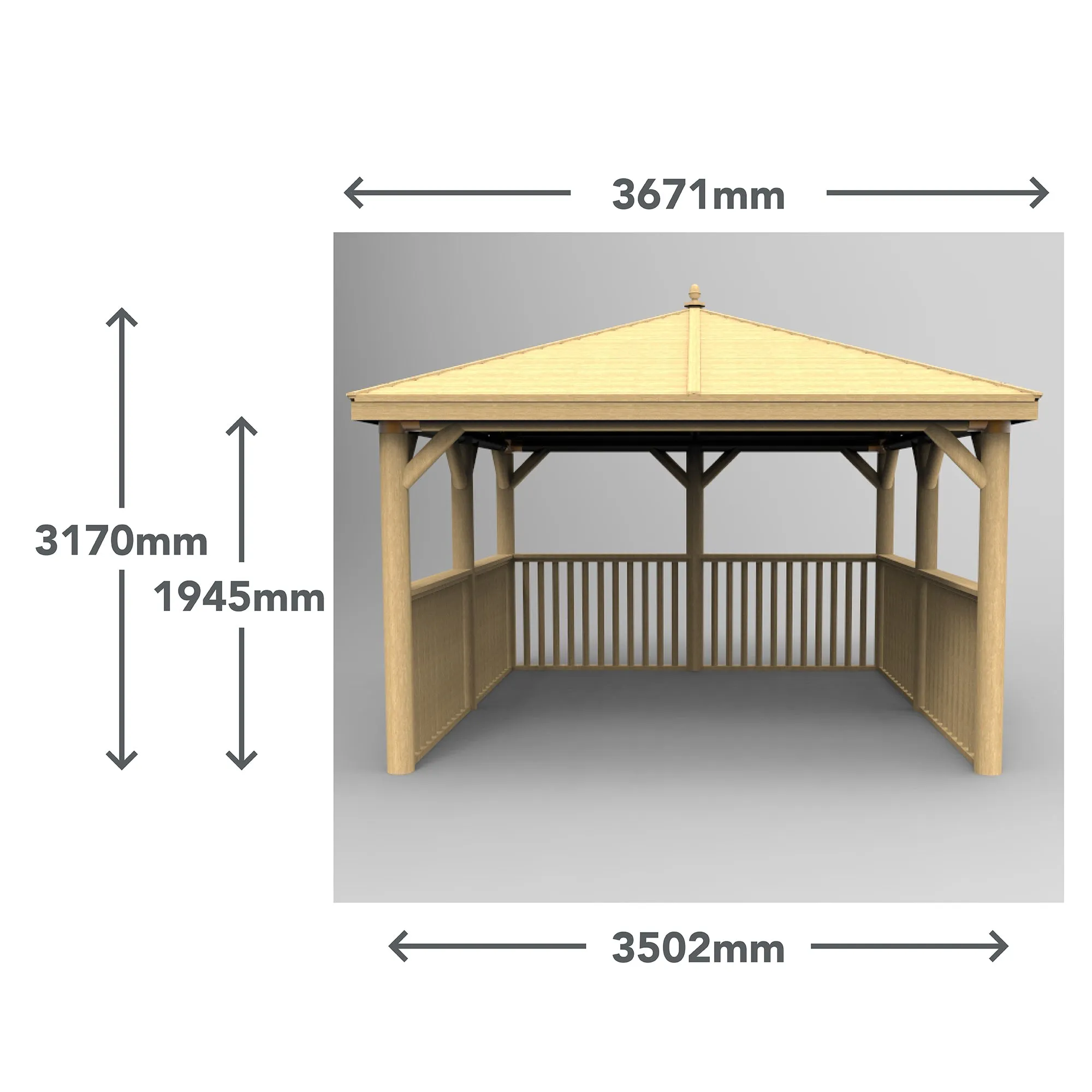 Forest Garden Square Wooden Gazebo with Cedar Roof