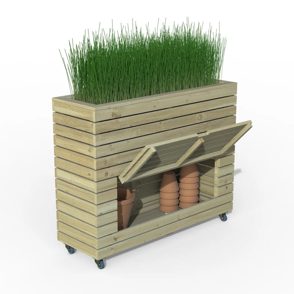 Forest Garden Tall Linear Planter with Storage